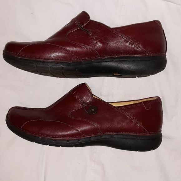 Clarks Unstructured Loop Burgundy Leather Shoes‎ - Picture 3 of 7